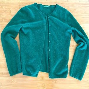 J Crew Kelly green cashmere cardigan classic sweater size small